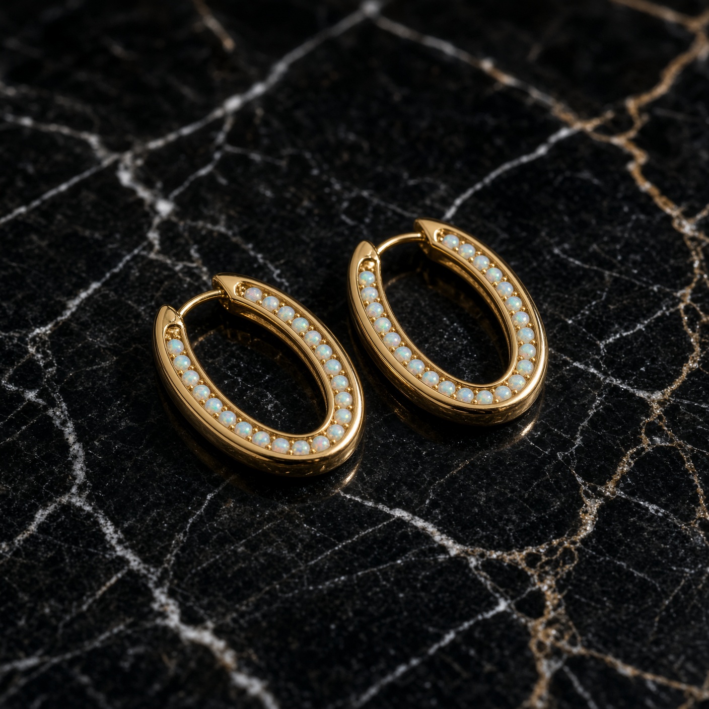 Opal & Gold Hoops